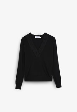 PULLOVER MIT SPITZENDETAIL
