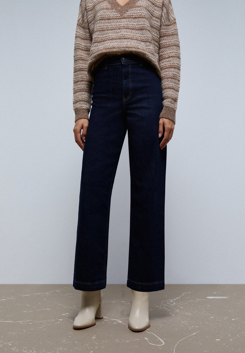 CULOTTE-JEANS MIT HOHEM BUND