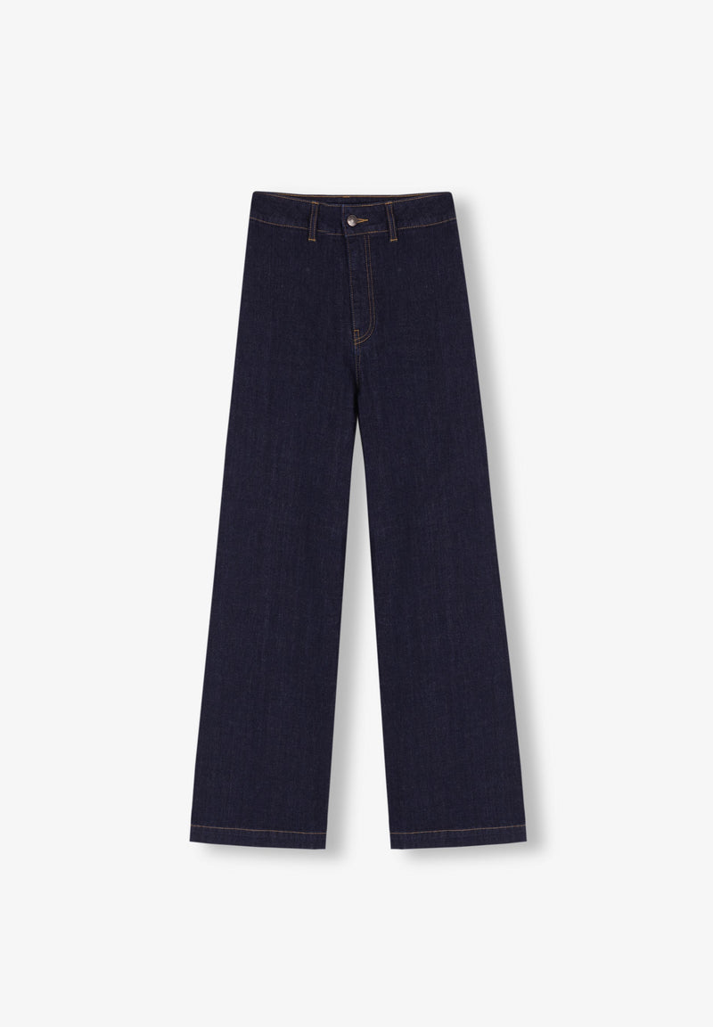 CULOTTE-JEANS MIT HOHEM BUND