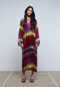 LANGES KLEID IM TUNIKA-STIL MIT TIE-DYE