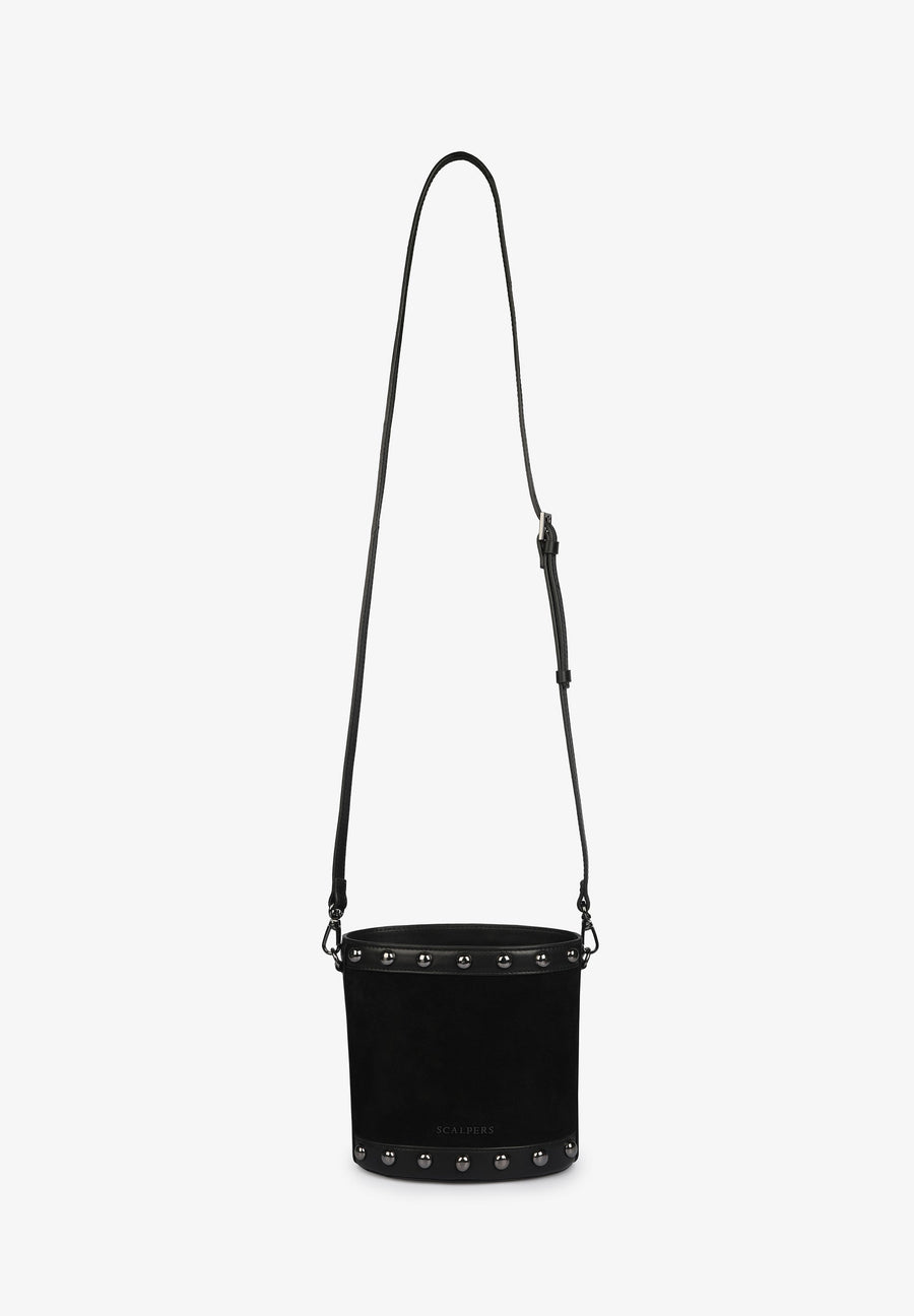 BUCKET-TASCHE AUS WILDLEDER MIT NIETEN
