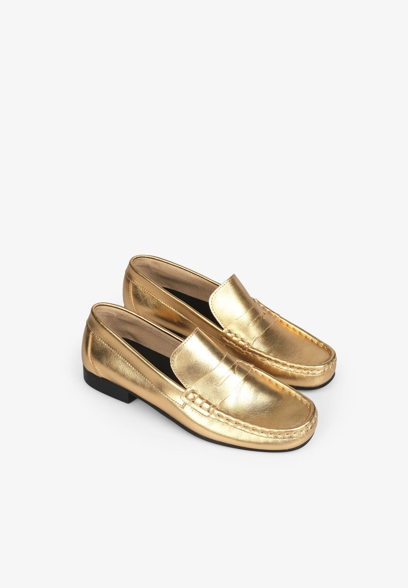 MOKASSINS AUS LEDER IM METALLIC-LOOK