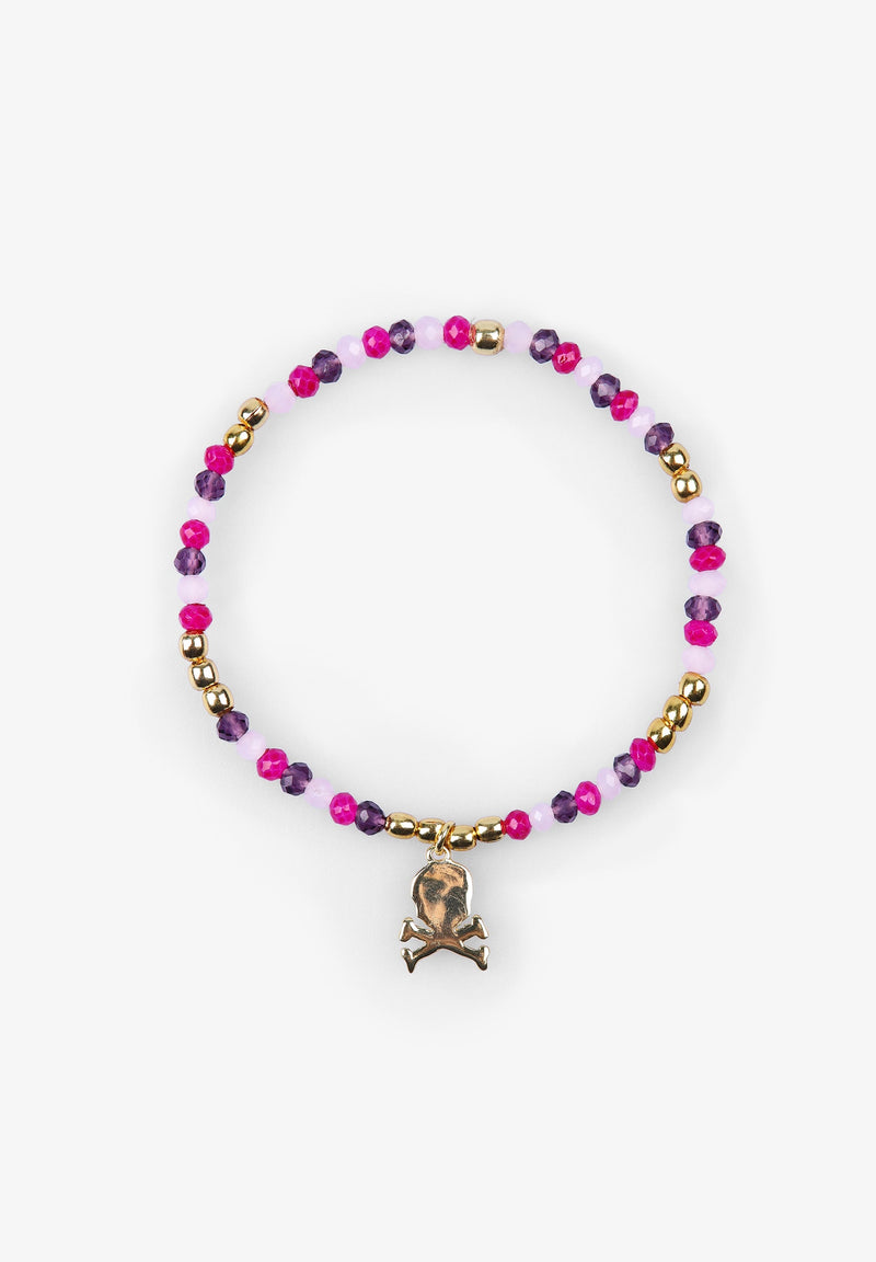 ARMBAND MIT SCHMUCKSTEINEN UND TOTENKOPF
