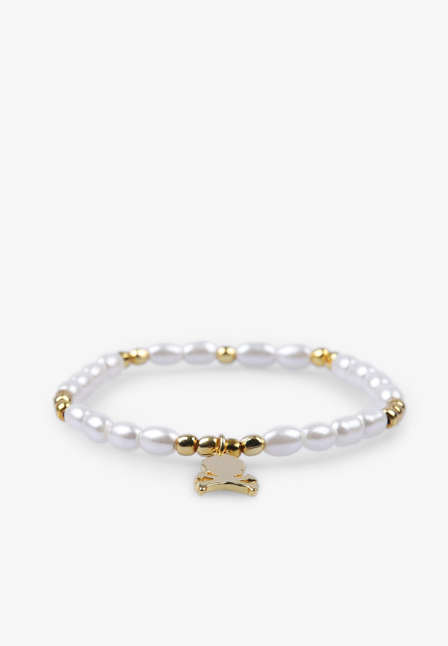 ARMBAND MIT SCHMUCKSTEINEN UND TOTENKOPF
