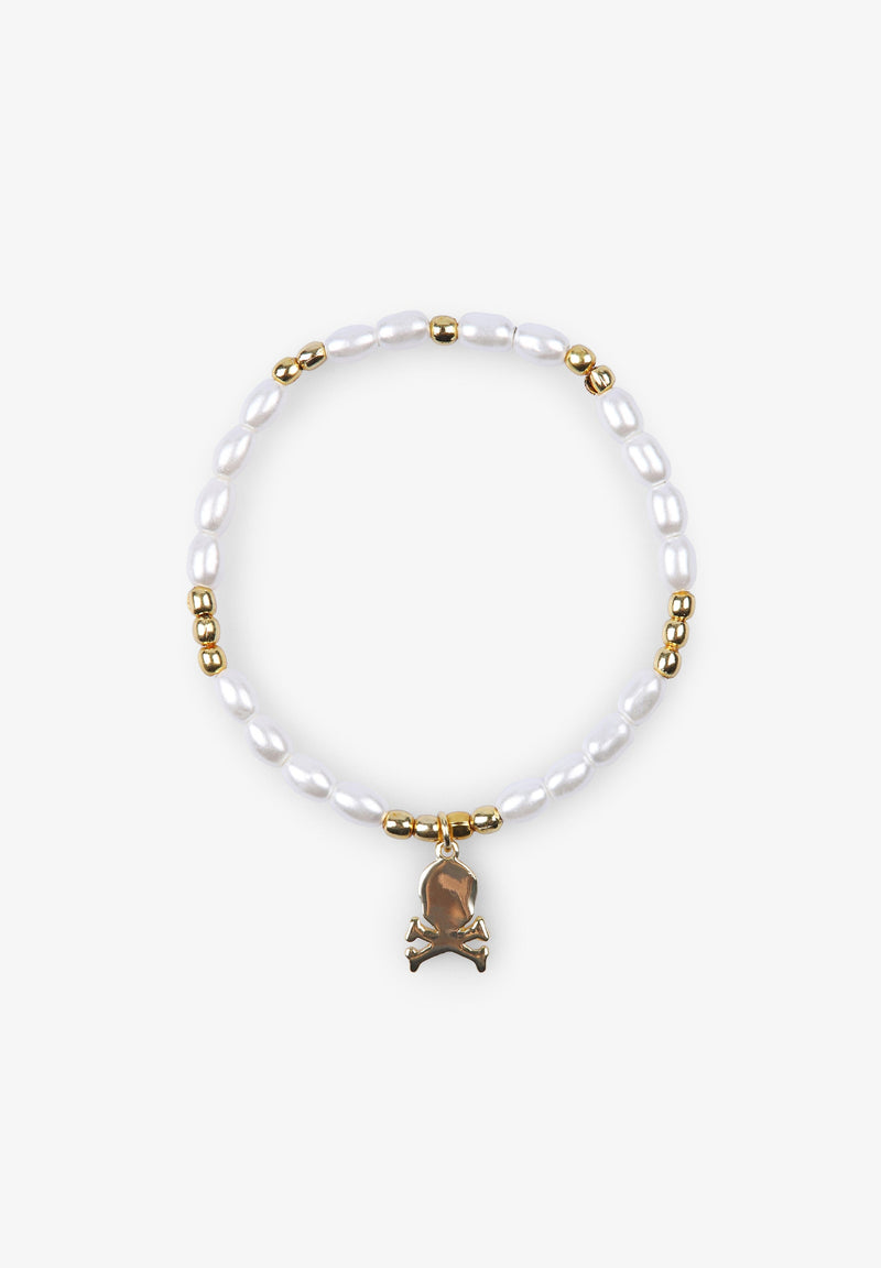 ARMBAND MIT SCHMUCKSTEINEN UND TOTENKOPF