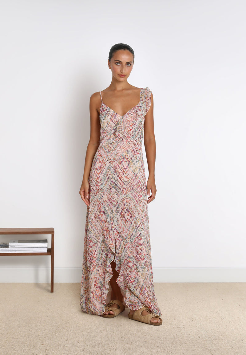 LANGES KLEID MIT VOLANT