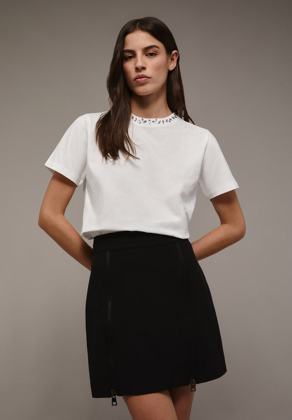 SHIRT MIT STRASS AM KRAGEN