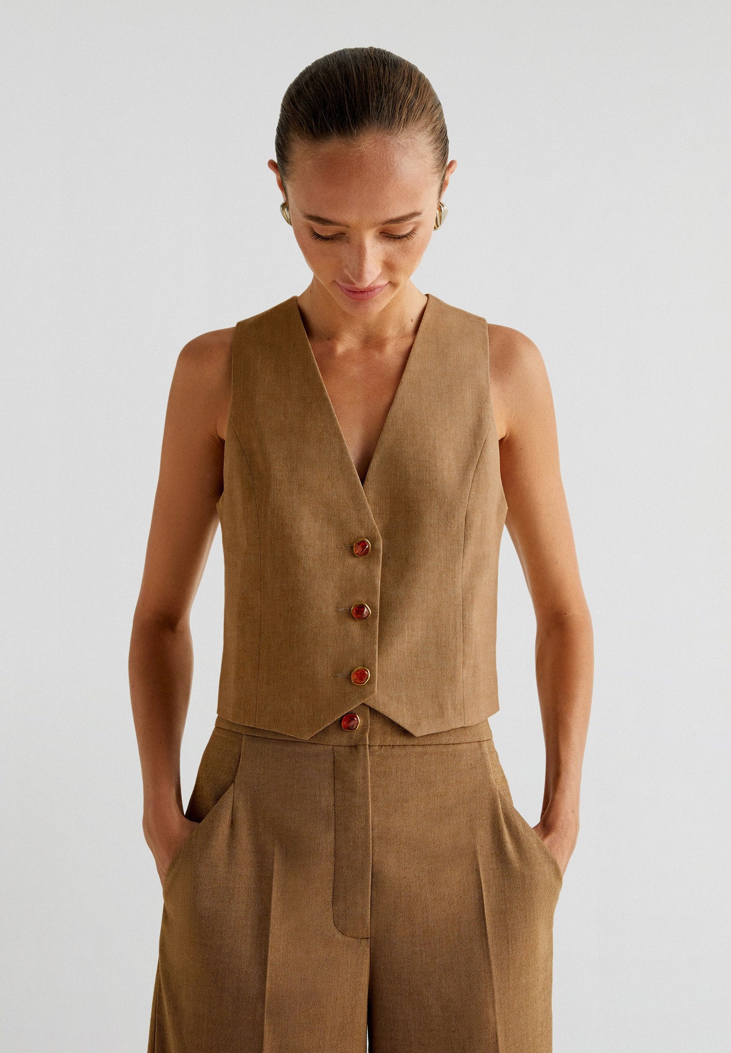 CARAMEL BUTTON VEST