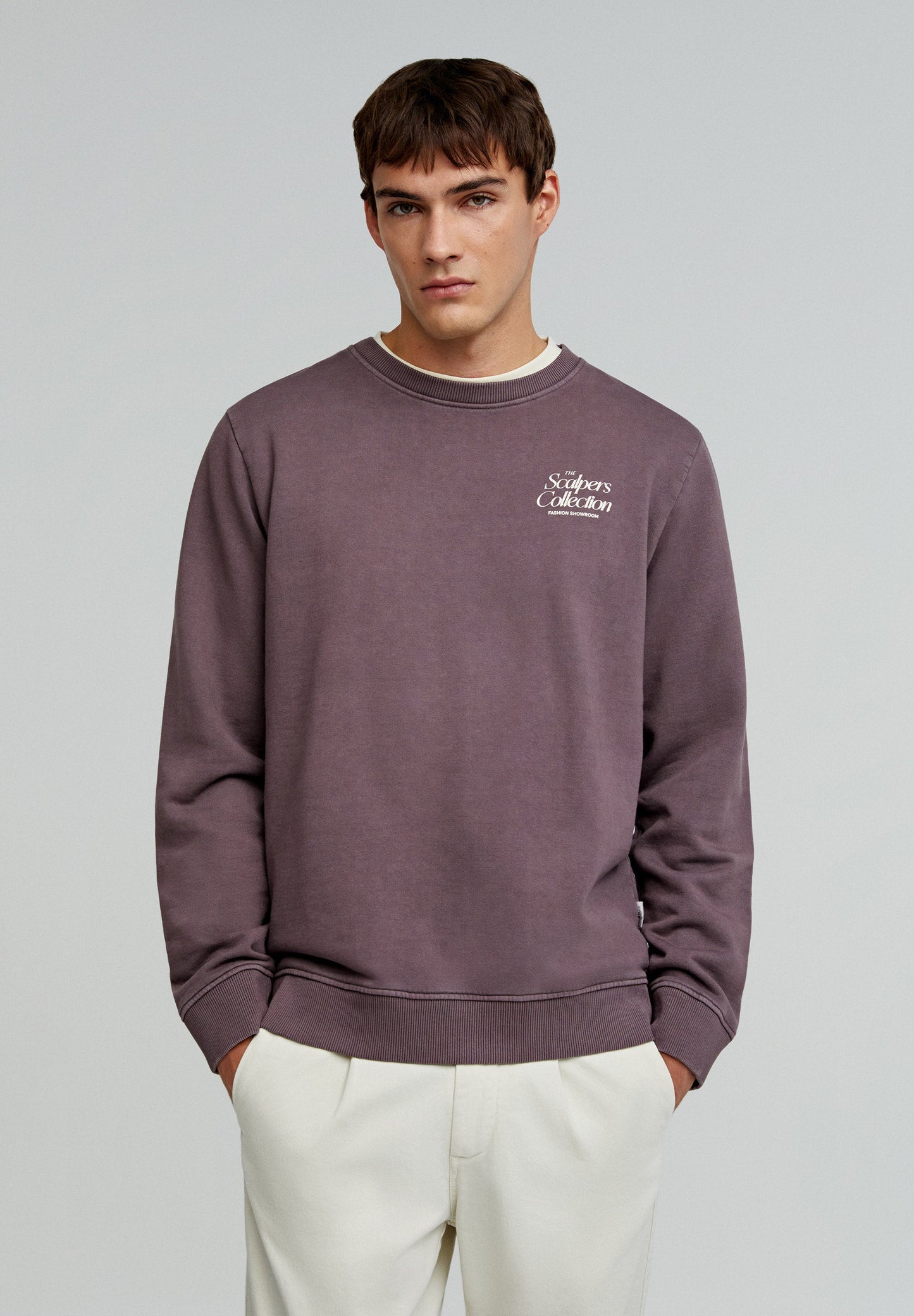 SWEATSHIRT IM WASHED-LOOK MIT LOGOPRINT