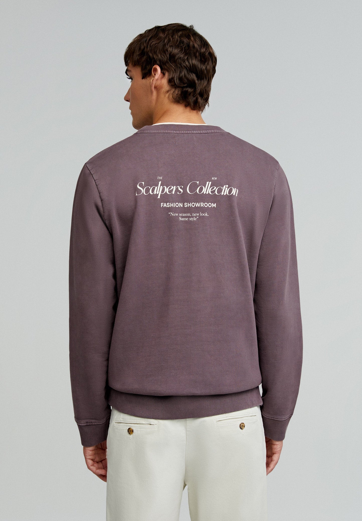 SWEATSHIRT IM WASHED-LOOK MIT LOGOPRINT