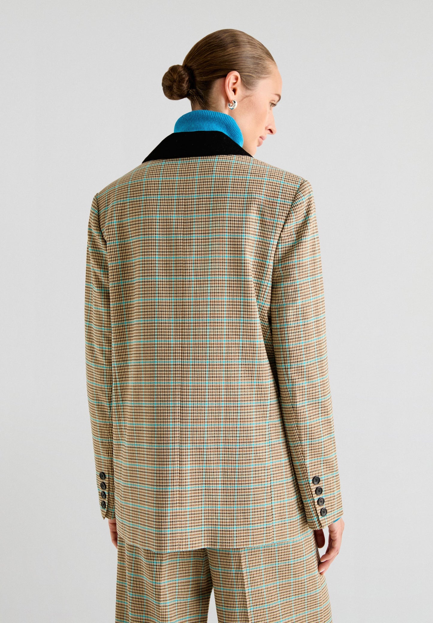 TURQUOISE LUREX CHECK BLAZER