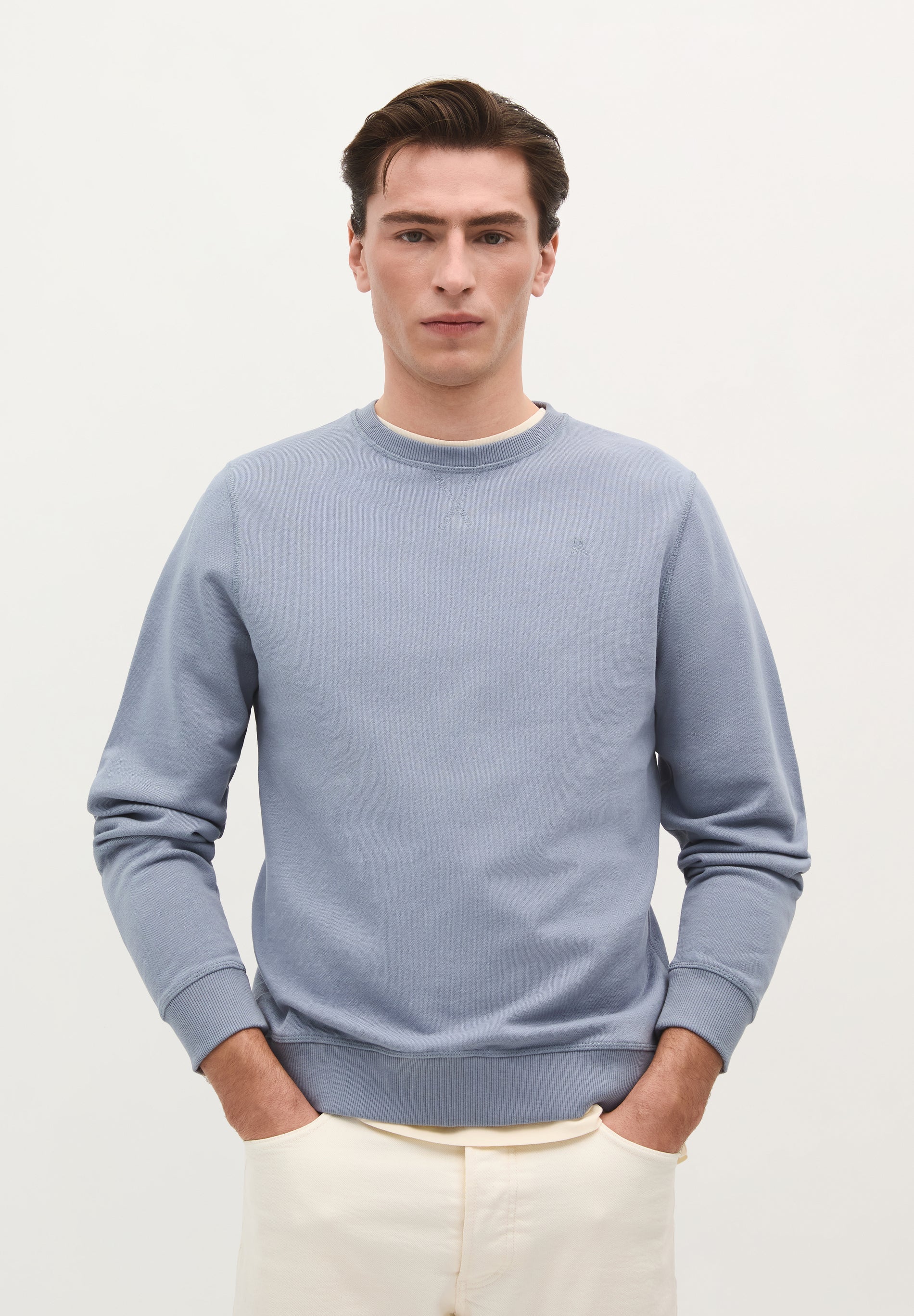 SWEATSHIRT BASIC TOTENKOPF-STICKEREI