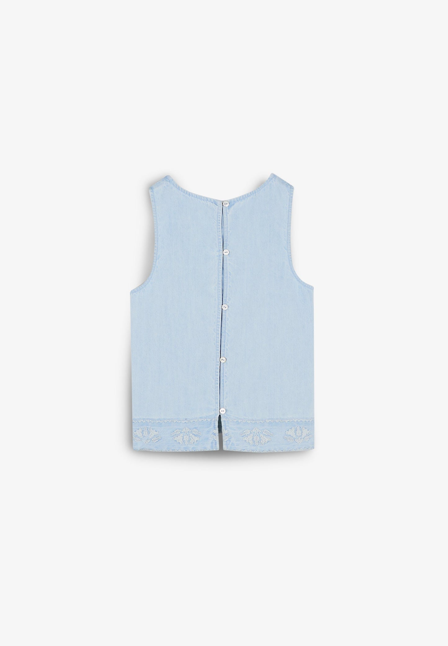 TOP AUS DENIM MIT STICKEREI