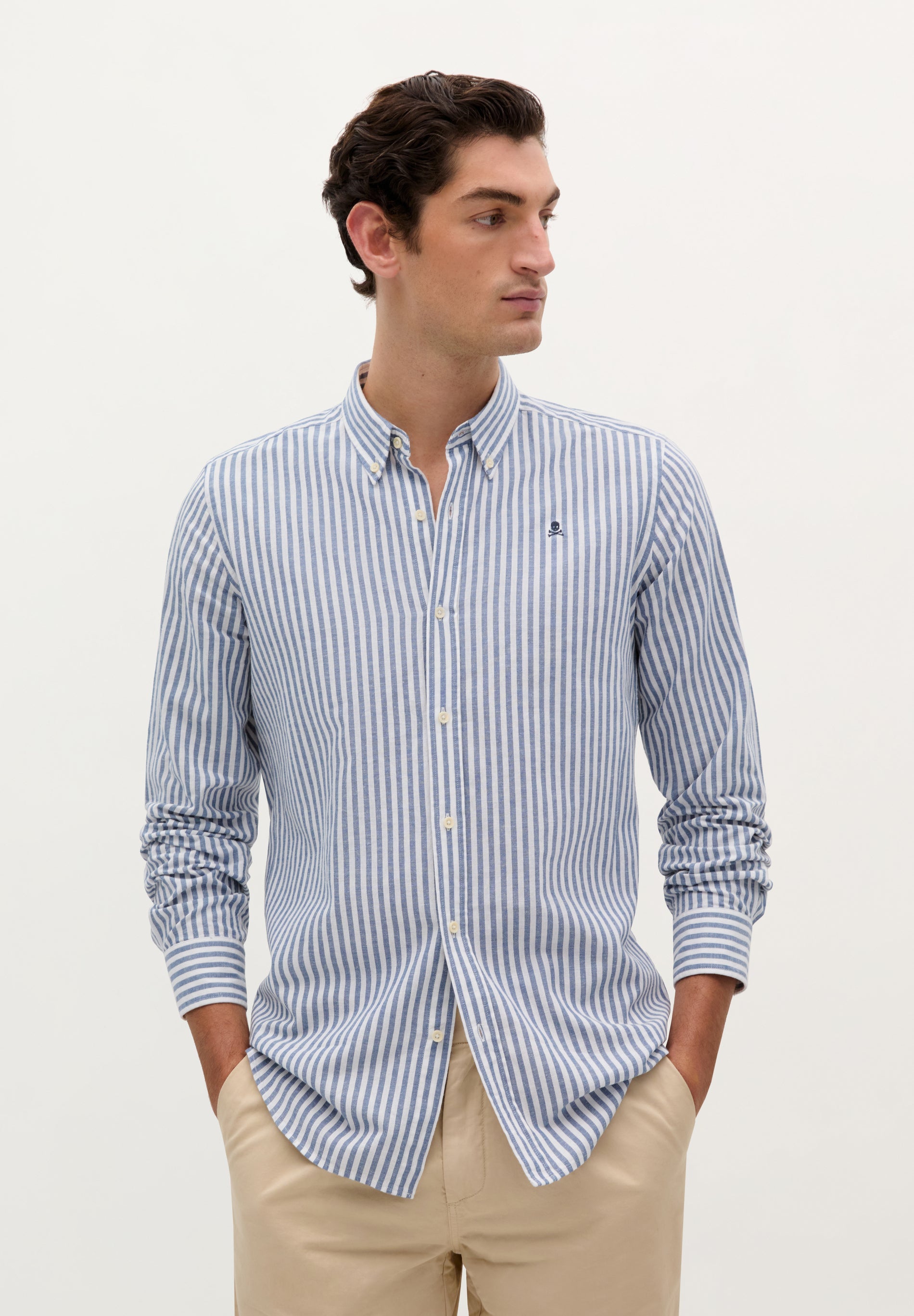 GESTREIFTES HEMD MIT BUTTON-DOWN-KRAGEN