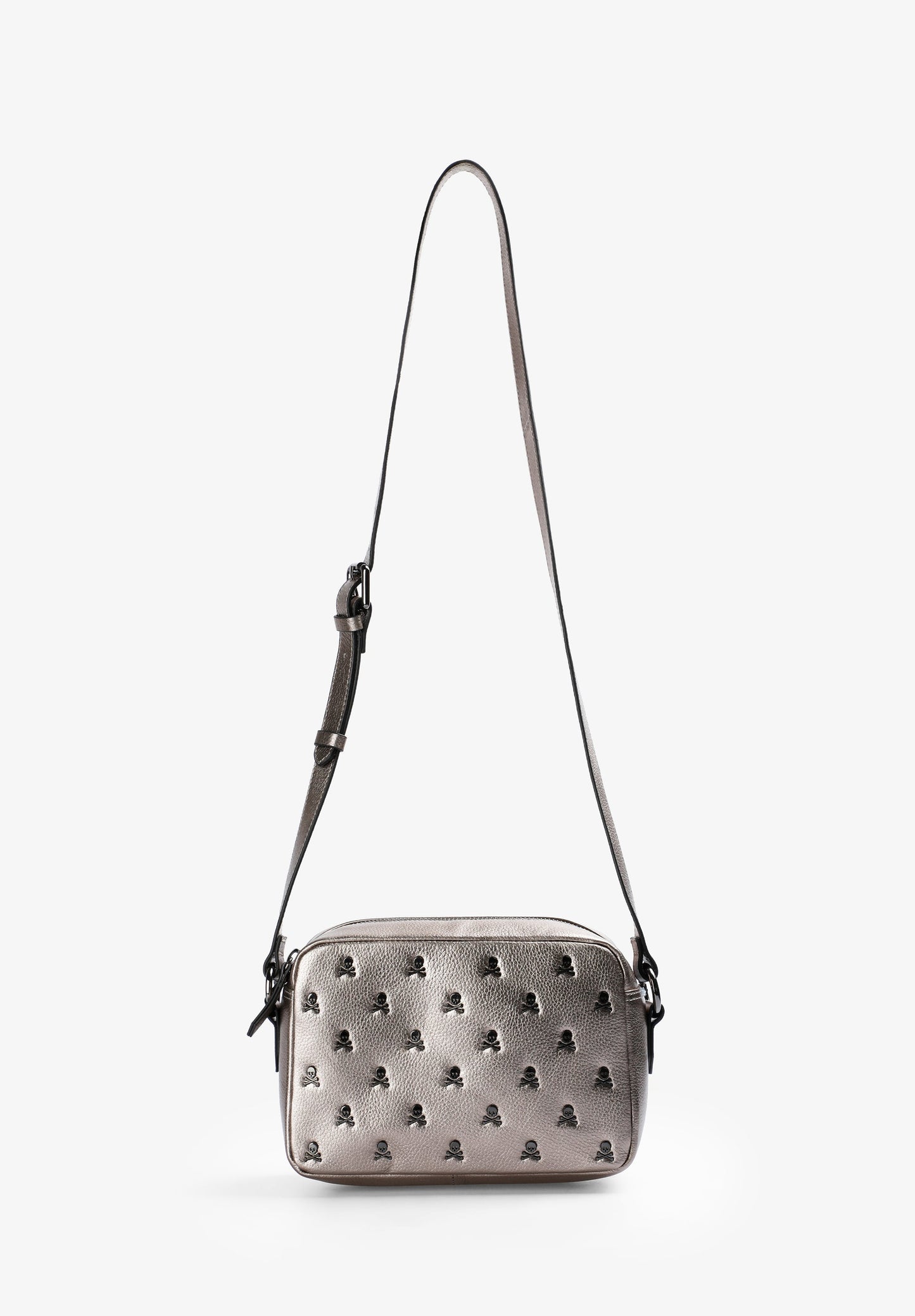 LEDERTASCHE MIT ALLOVER-TOTENKÖPFEN