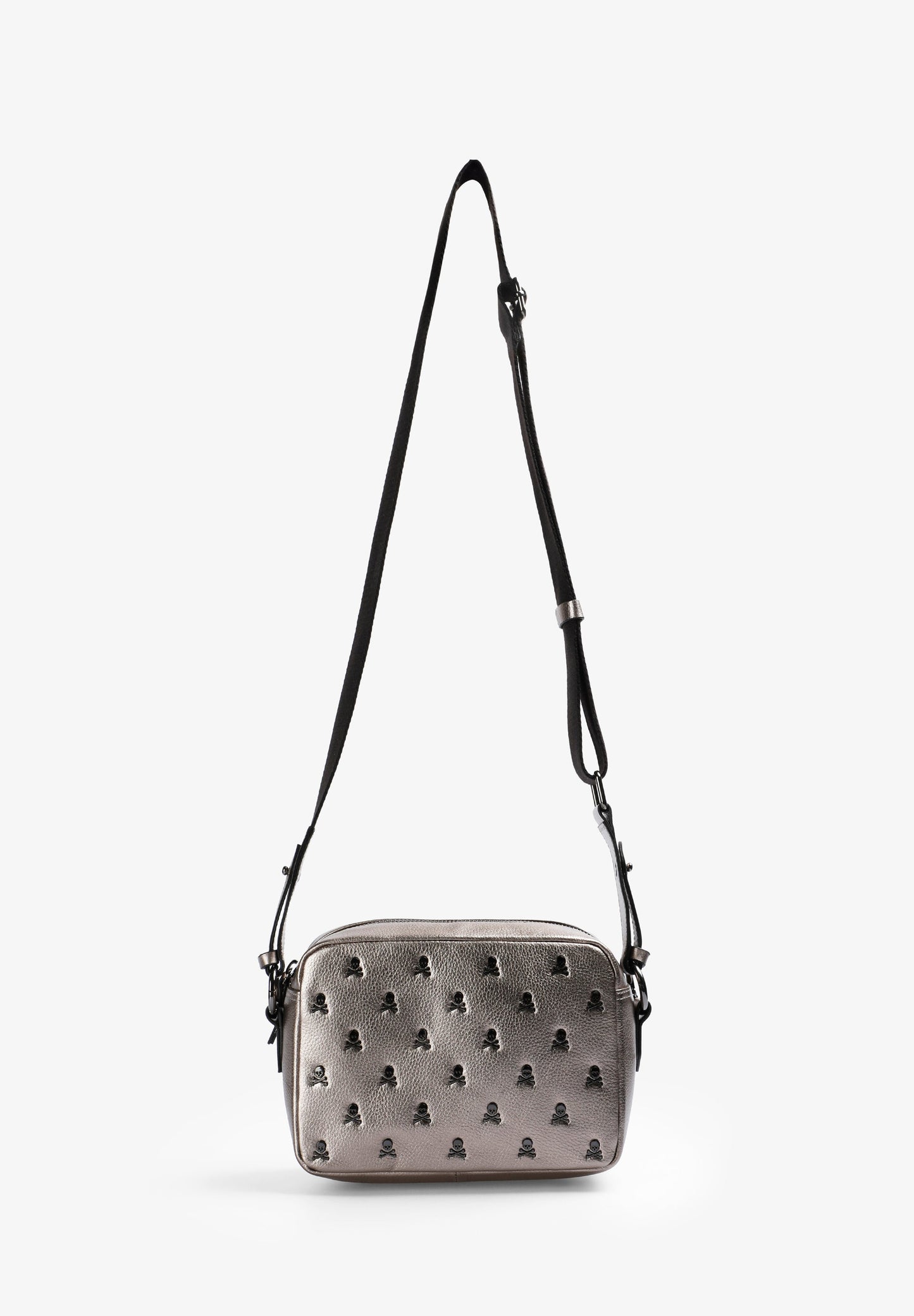 LEDERTASCHE MIT ALLOVER-TOTENKÖPFEN