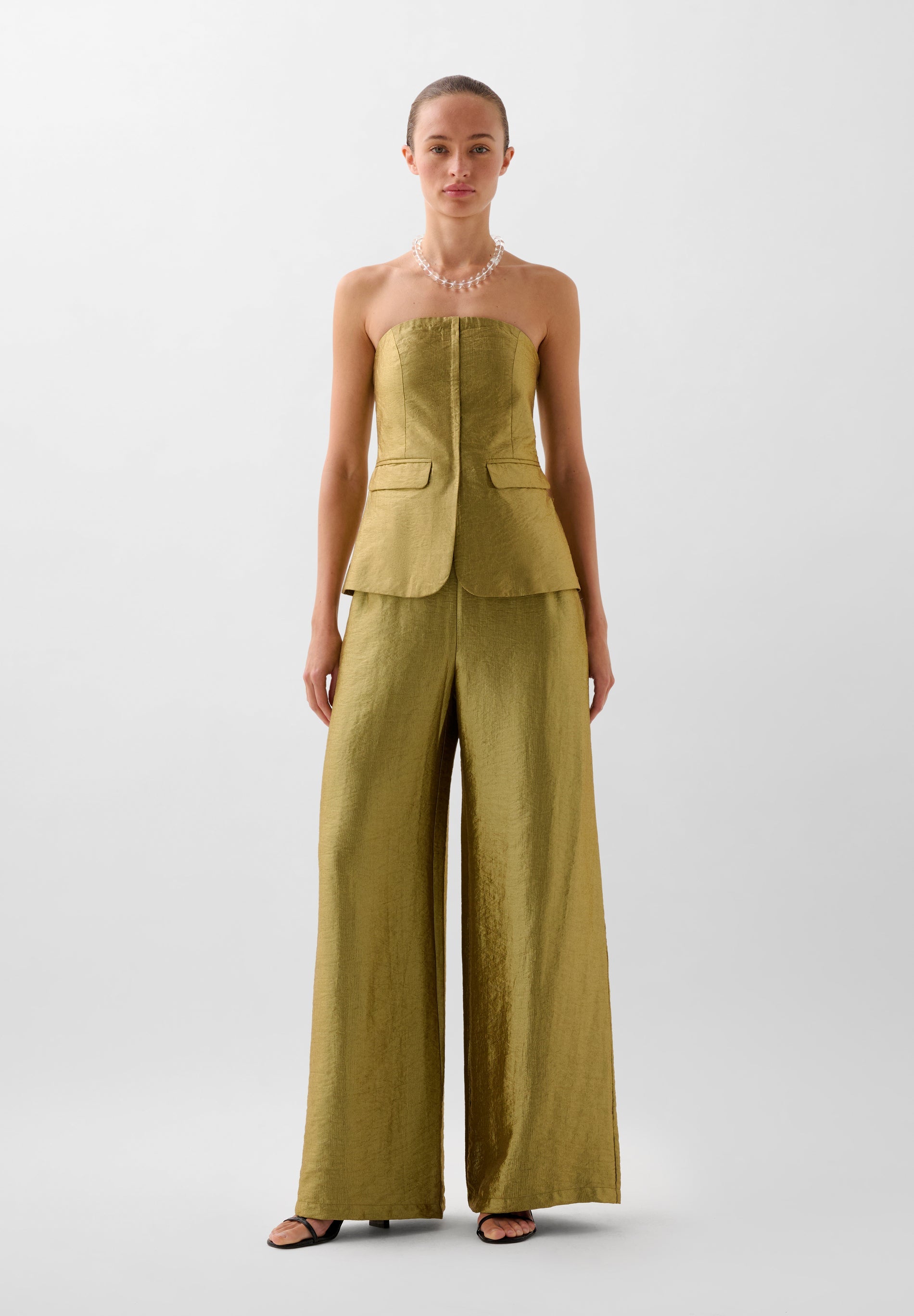 FLIESSENDE METALLISIERTE BUNDFALTENHOSE