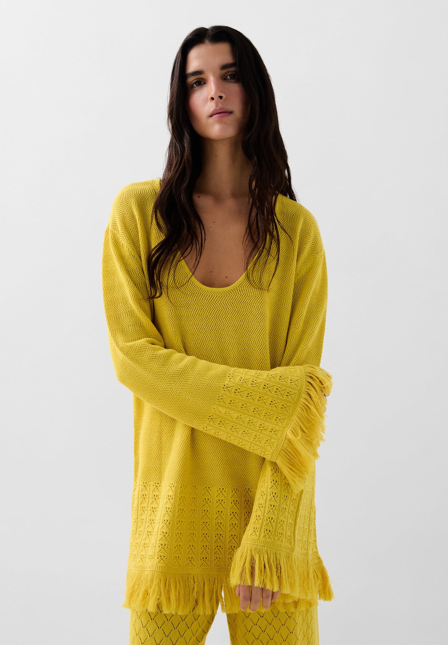 STRICKPULLOVER MIT FRANSEN