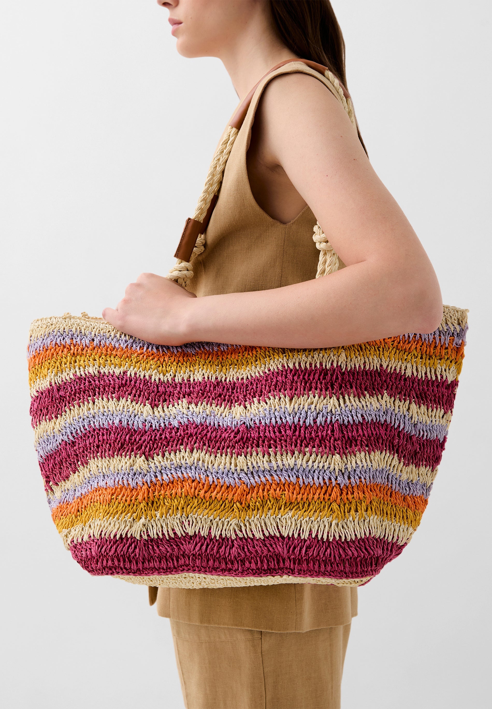 BUNTE RAPHIA-SHOPPERTASCHE