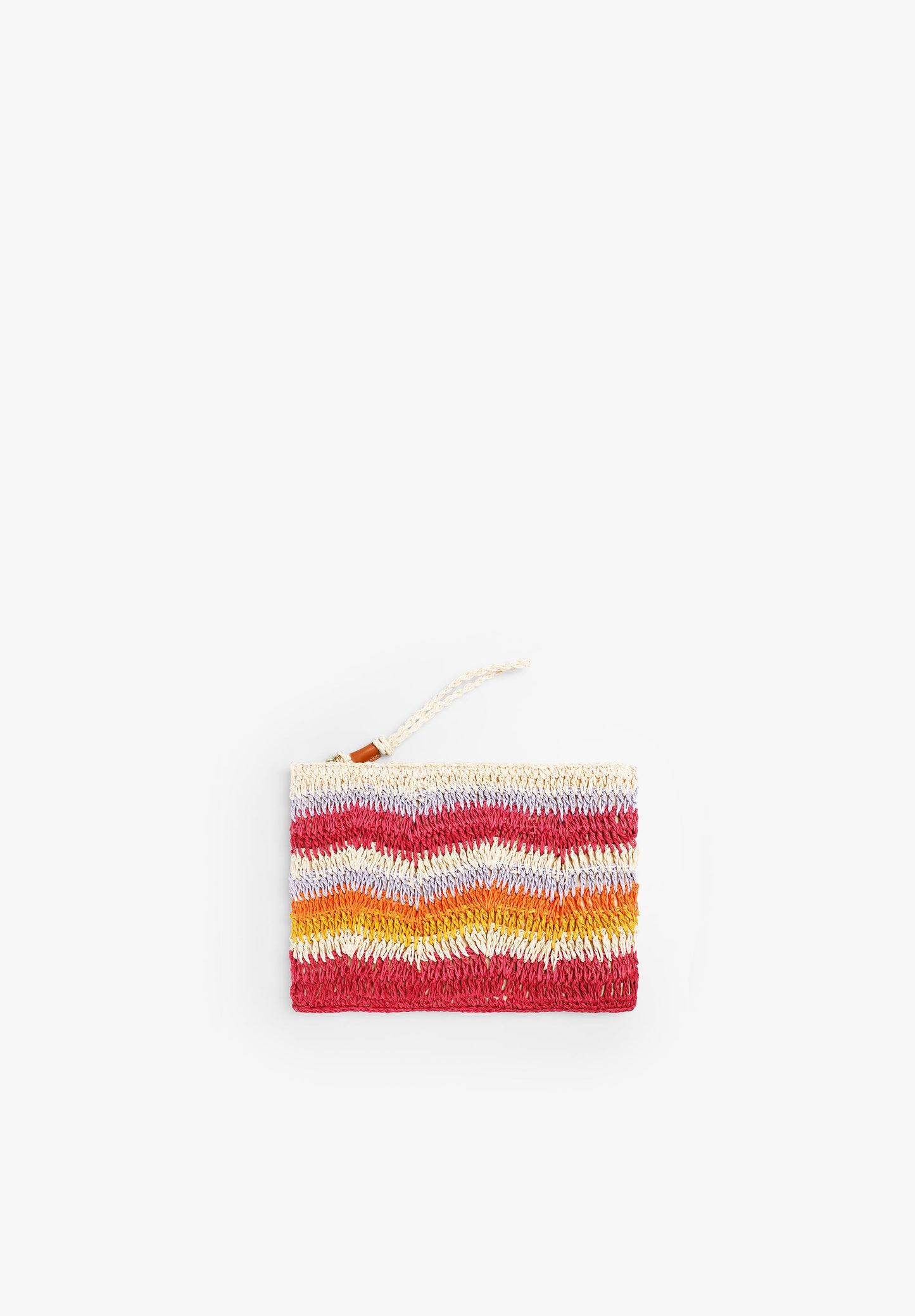 MEHRFARBIGE CLUTCH-TASCHE AUS RAPHIA