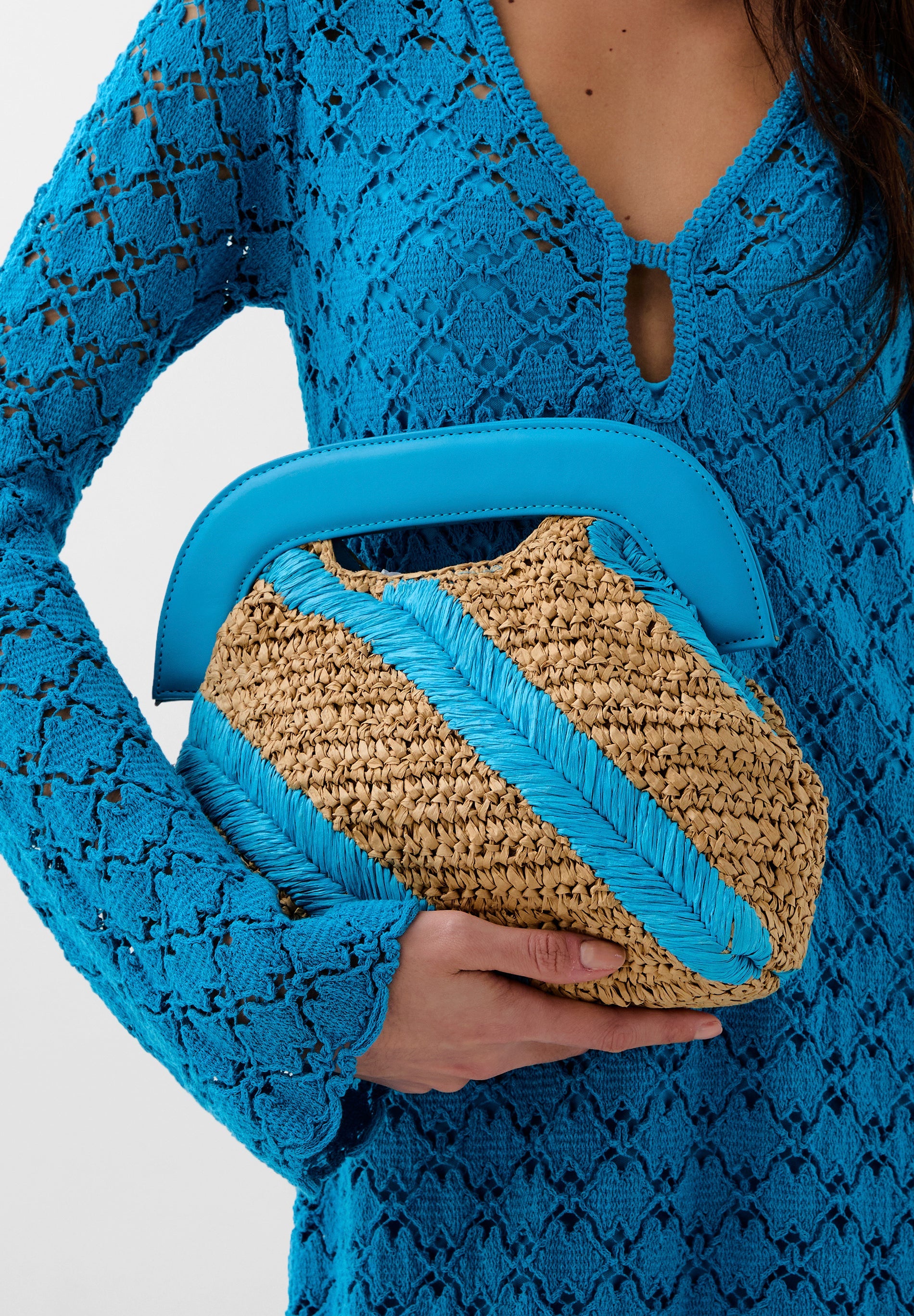TASCHE RAPHIA ZWEIFARBIGE STREIFEN