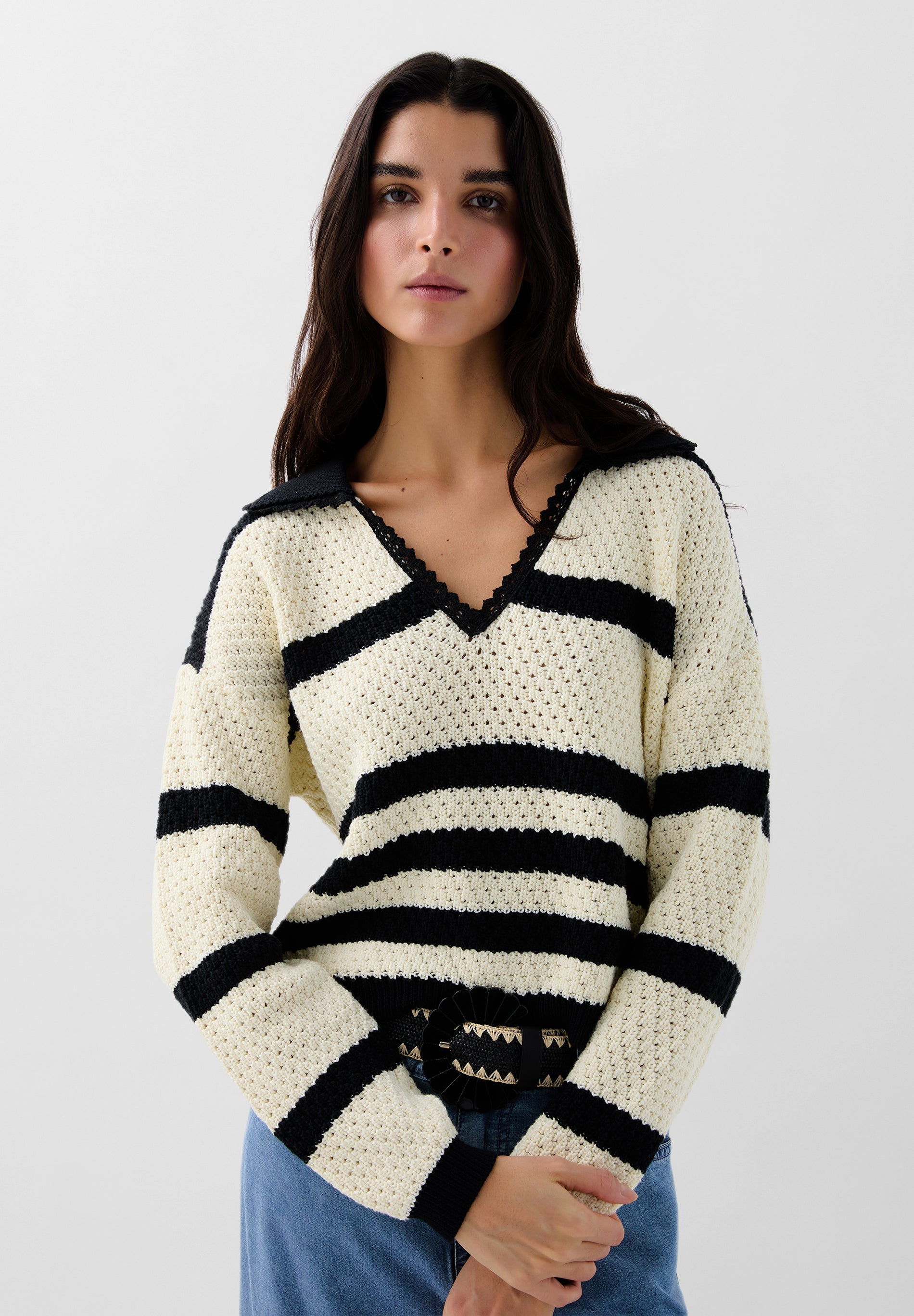 HÄKEL-PULLOVER MIT STREIFEN