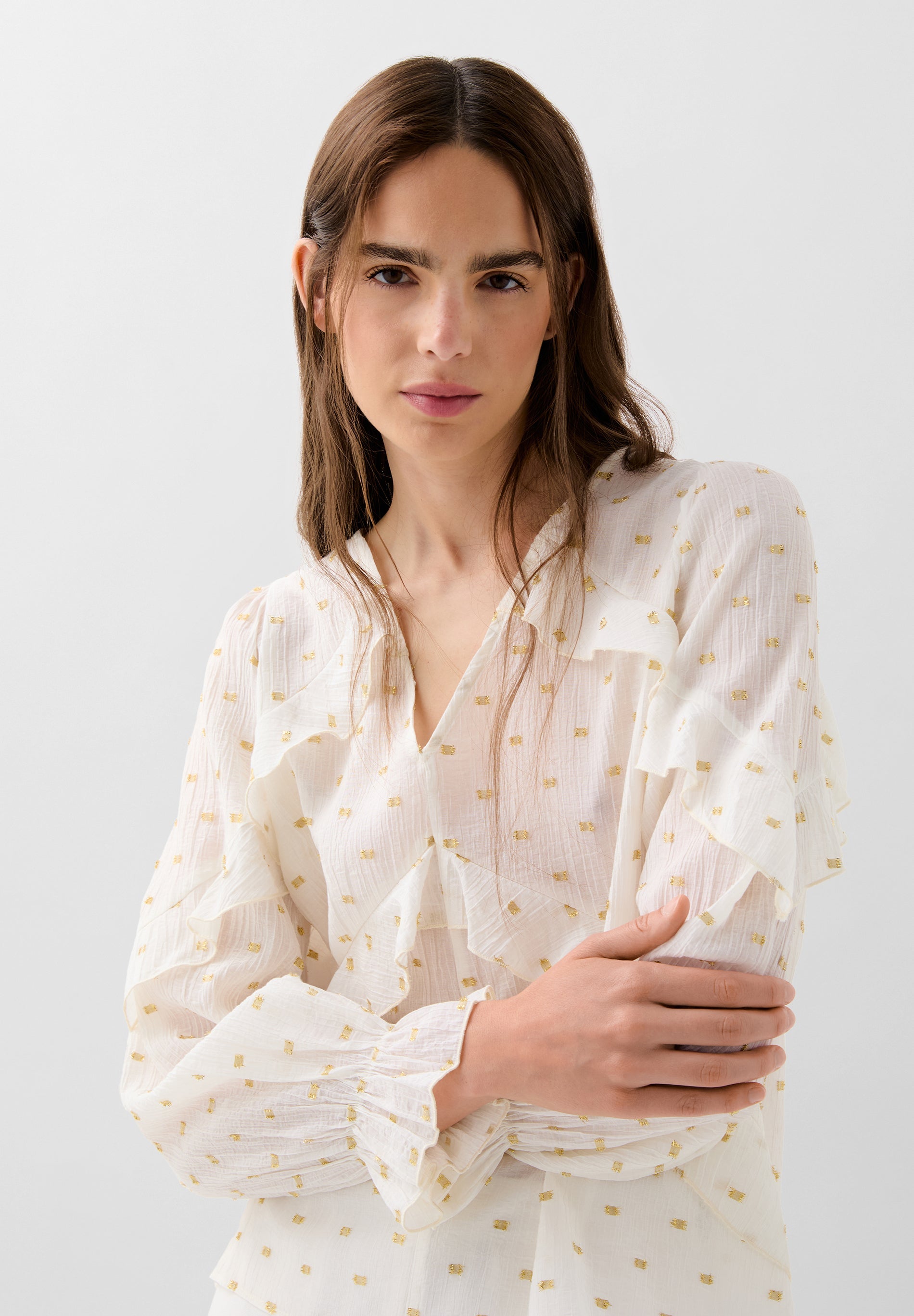 BLUSE VOLANTS LUREX-DETAIL