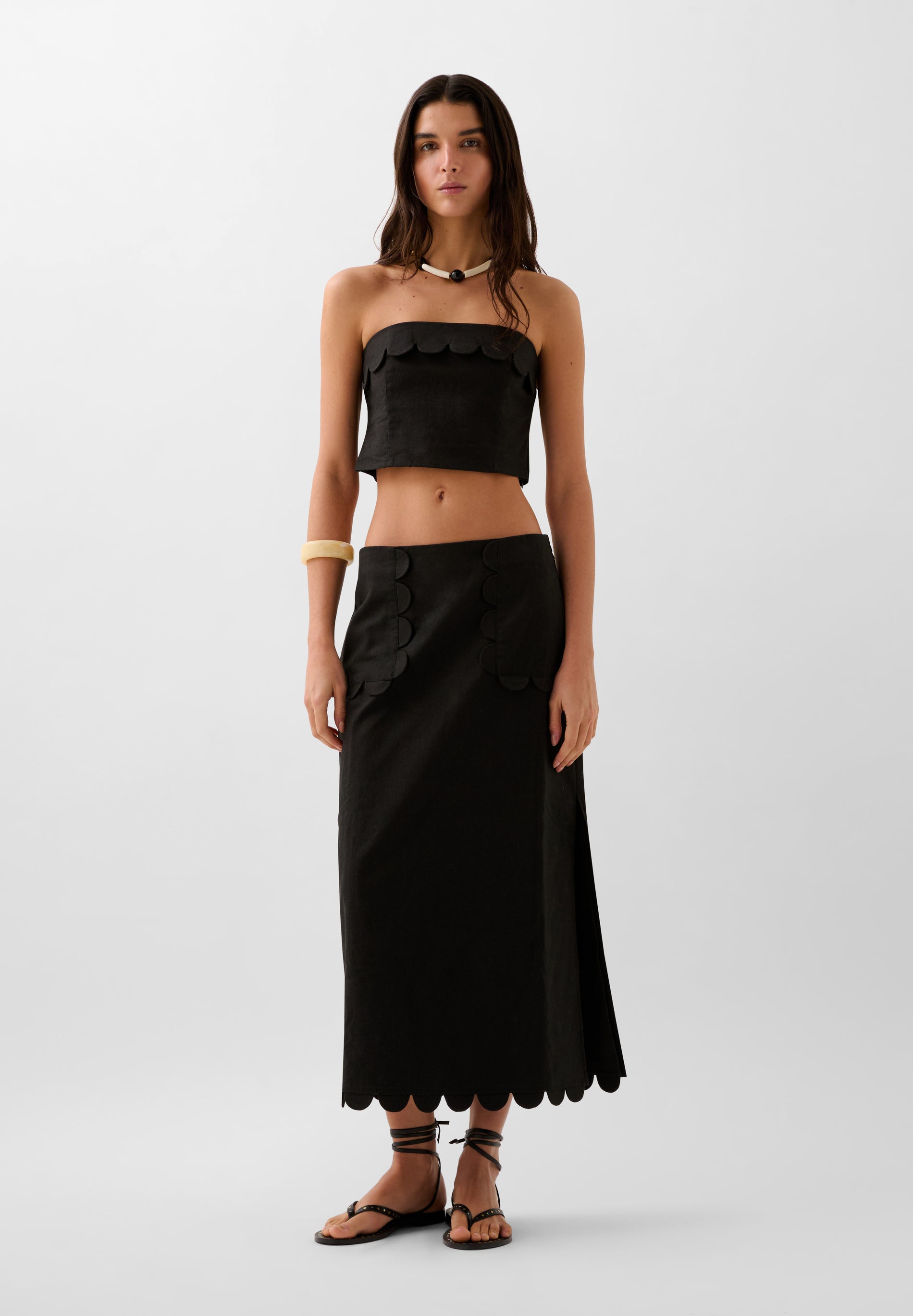 SCLINEN PLAIN MIDI SKIRT