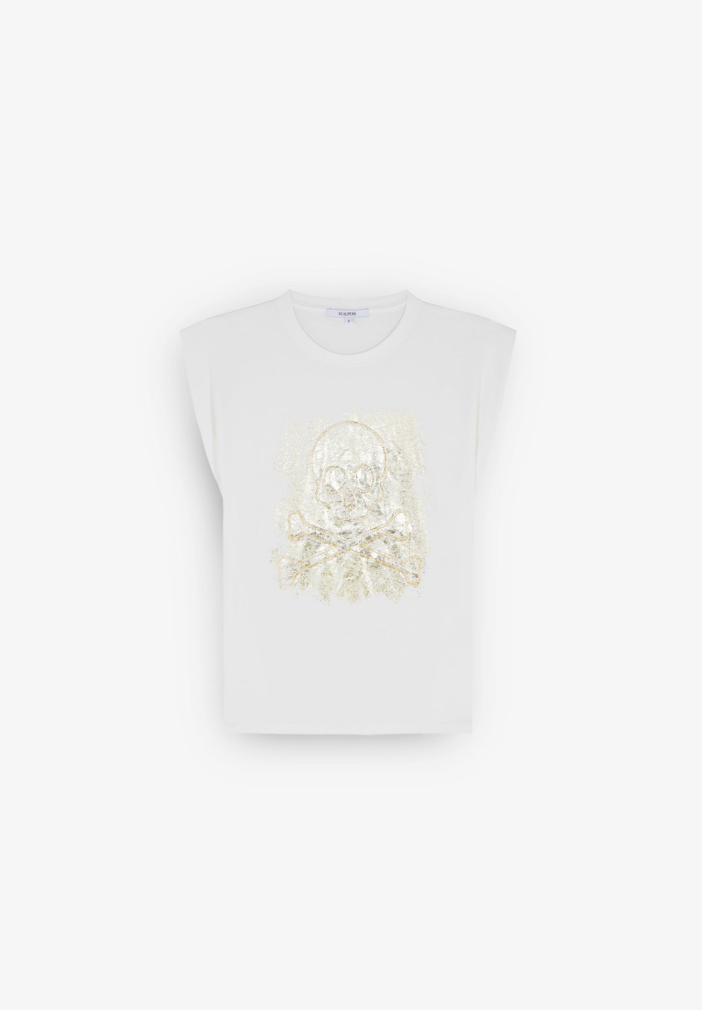 T-SHIRT MIT METALLISIERTEM TOTENKOPF-PRINT