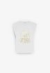 T-SHIRT MIT METALLISIERTEM TOTENKOPF-PRINT