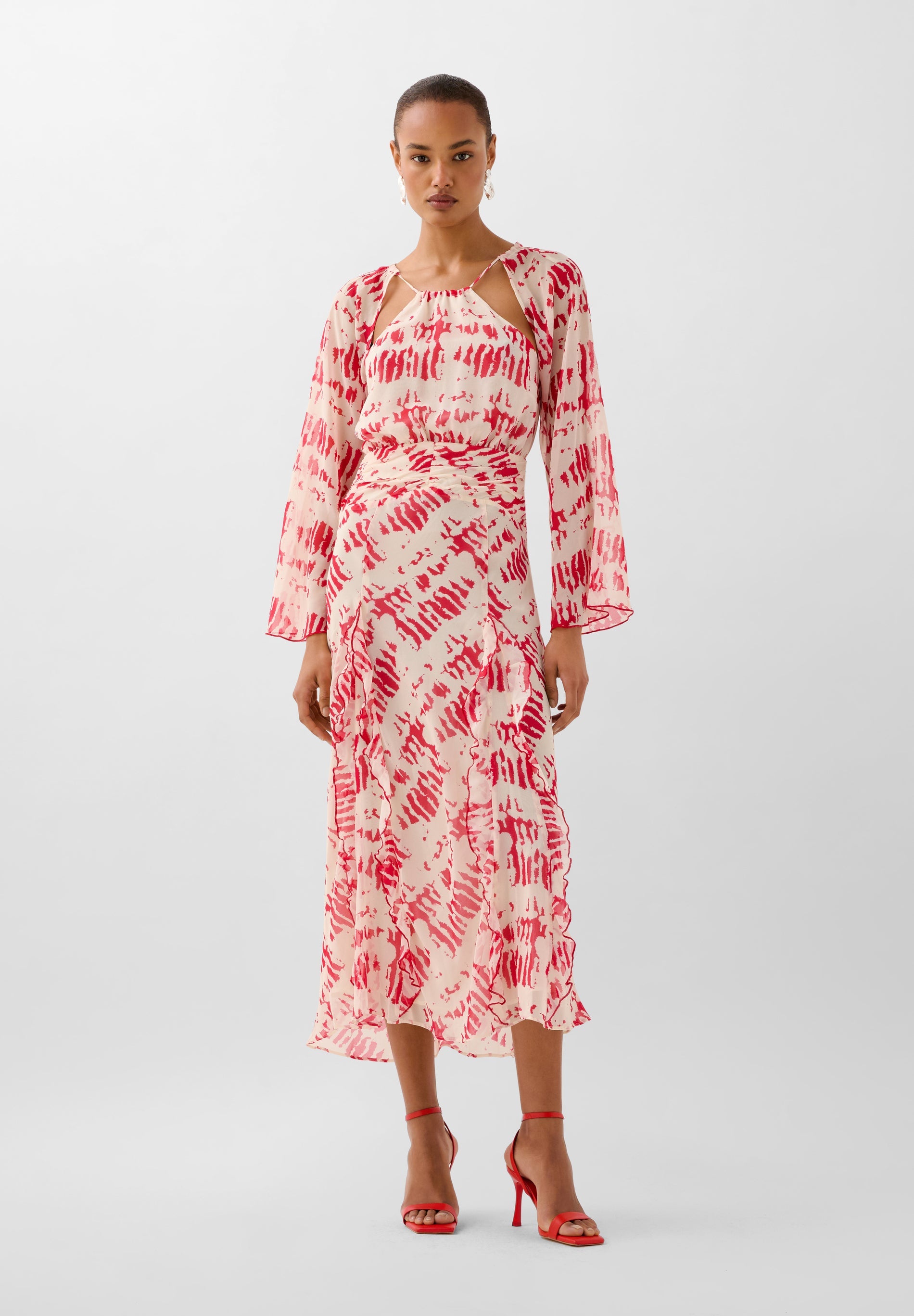 KLEID MIT PRINT MIT MEHREREN TRAGEMÖGLICHKEITEN