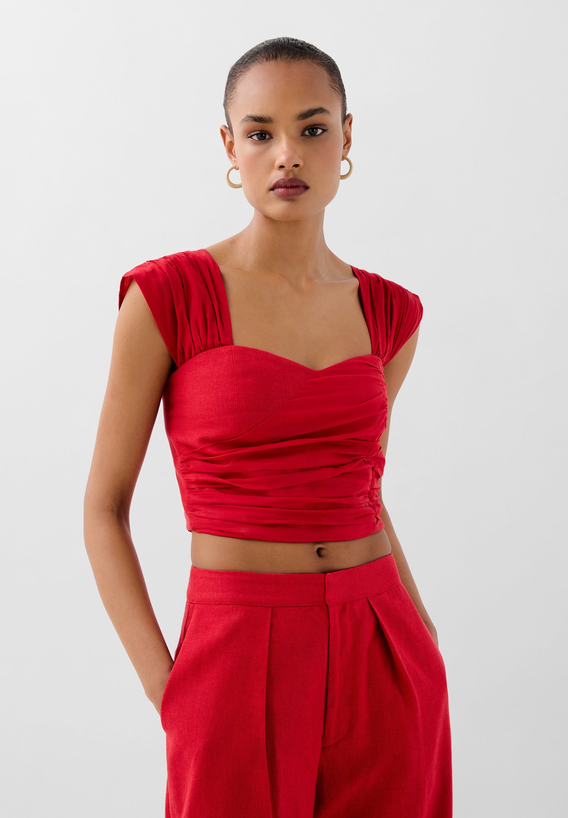DRAPPED LINEN TOP