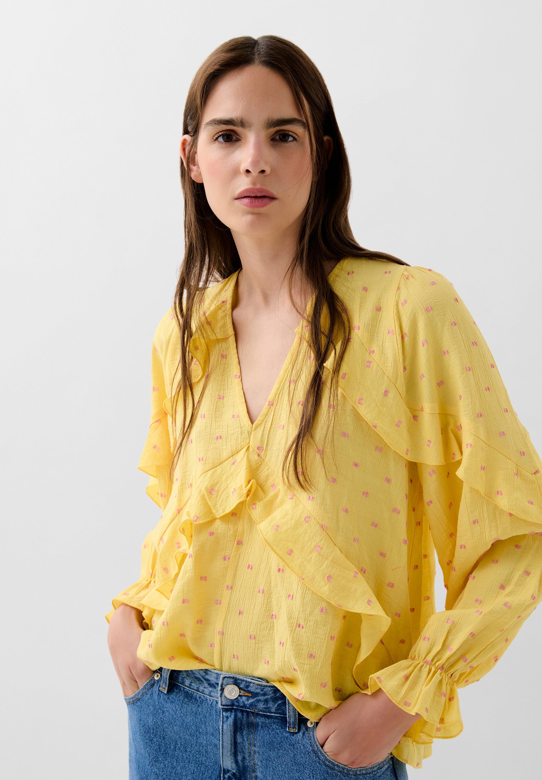 BLUSE VOLANTS LUREX-DETAIL