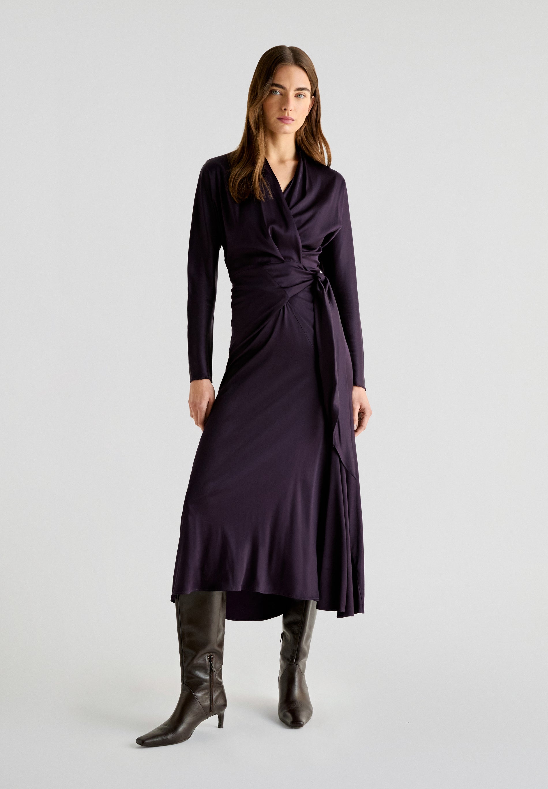 SATEN WRAP DRESS