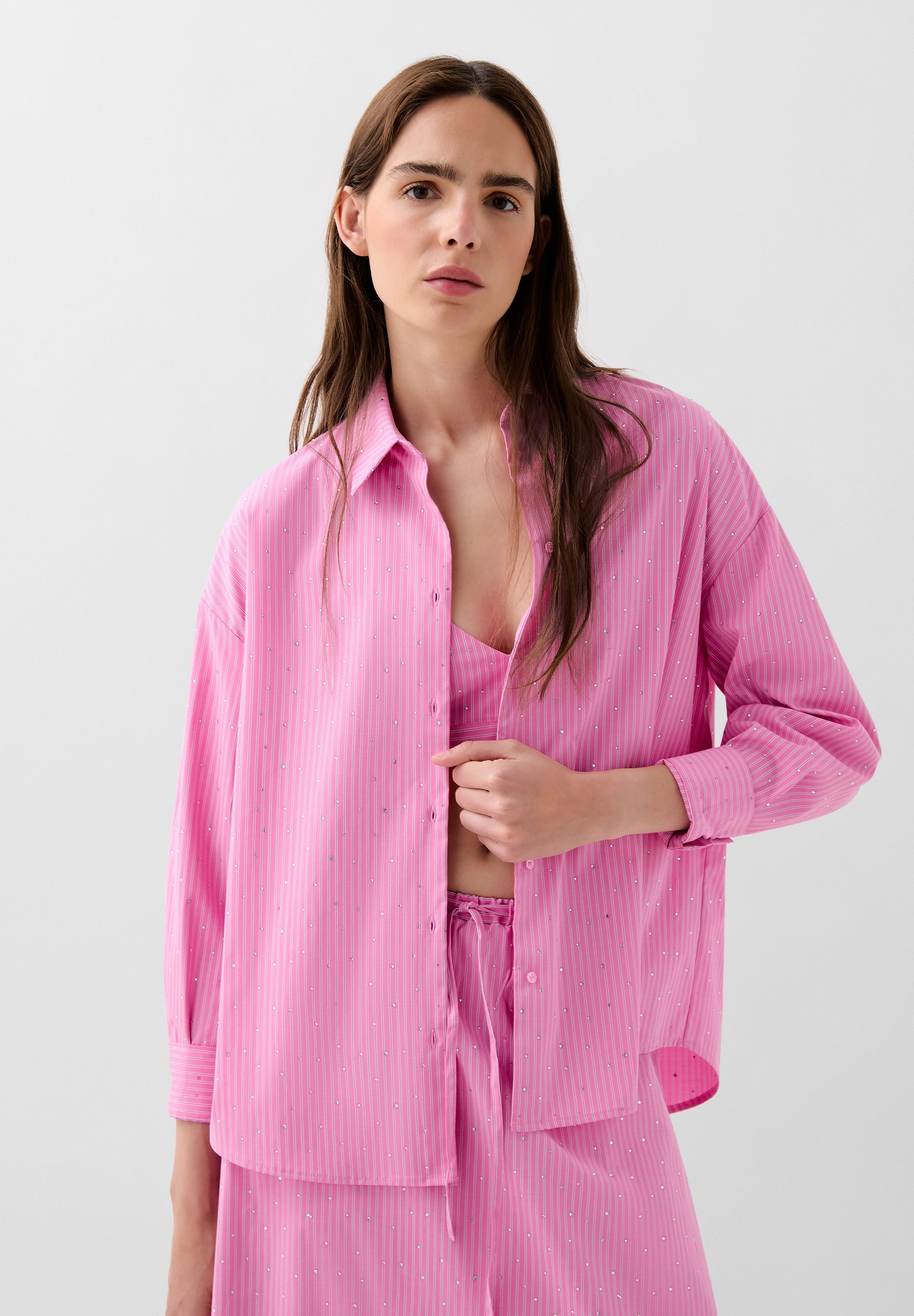SET SHIRT BRALETTE STRASS STREIFEN