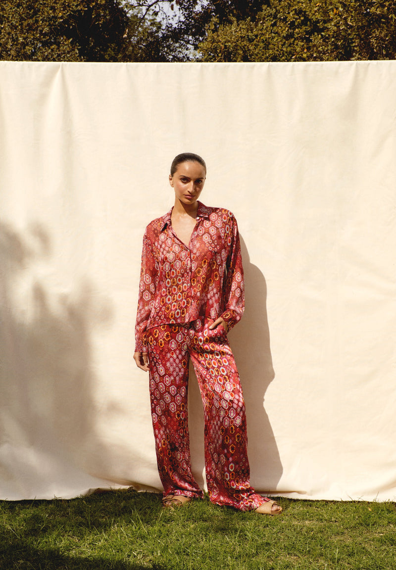FLIESSENDE HOSE MIT ETHNIC-PRINT