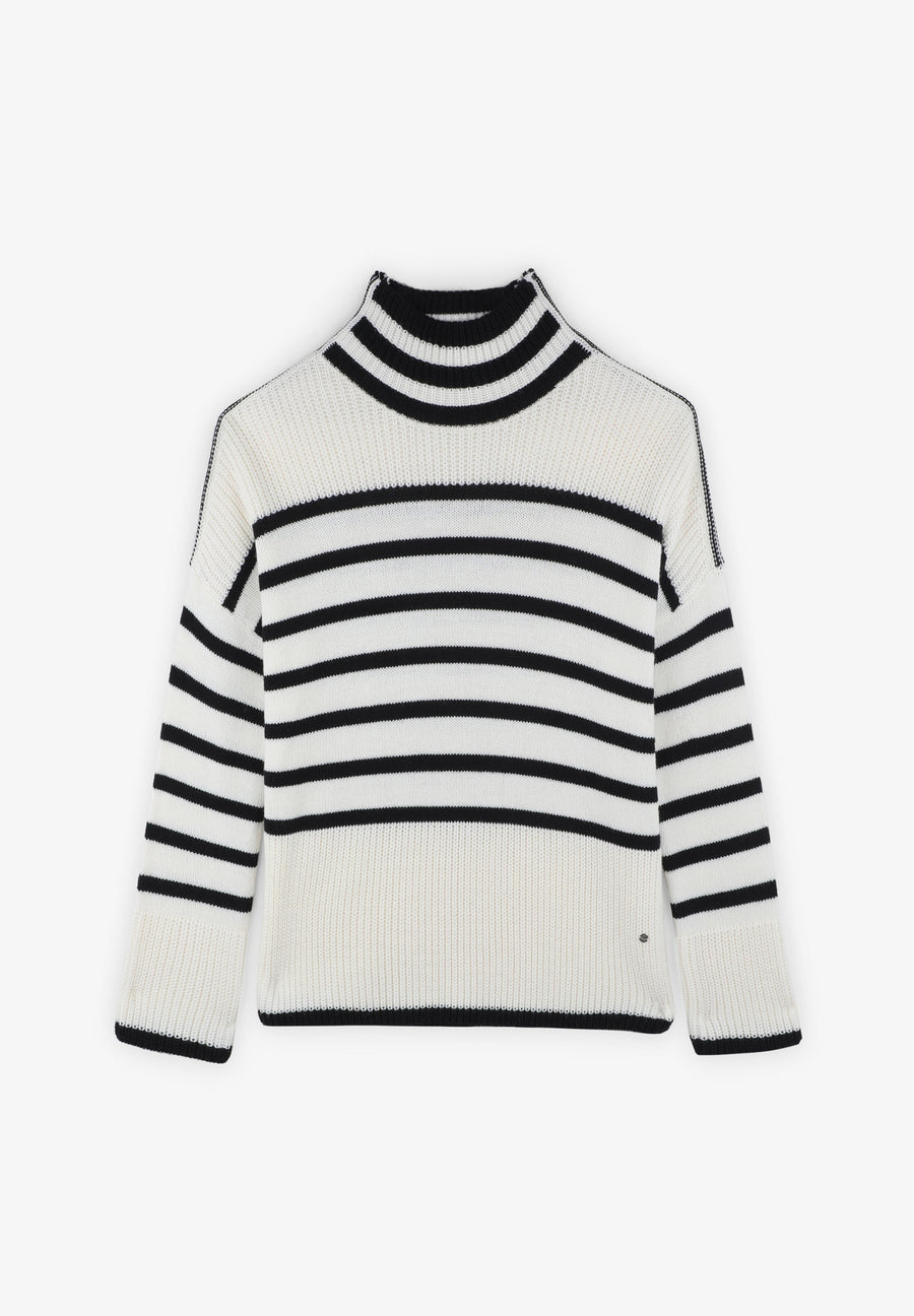 GESTREIFTER PULLOVER MIT STEHKRAGEN
